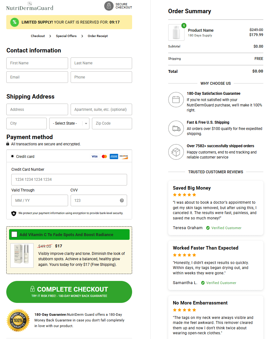 Nutri Derma Guard order form